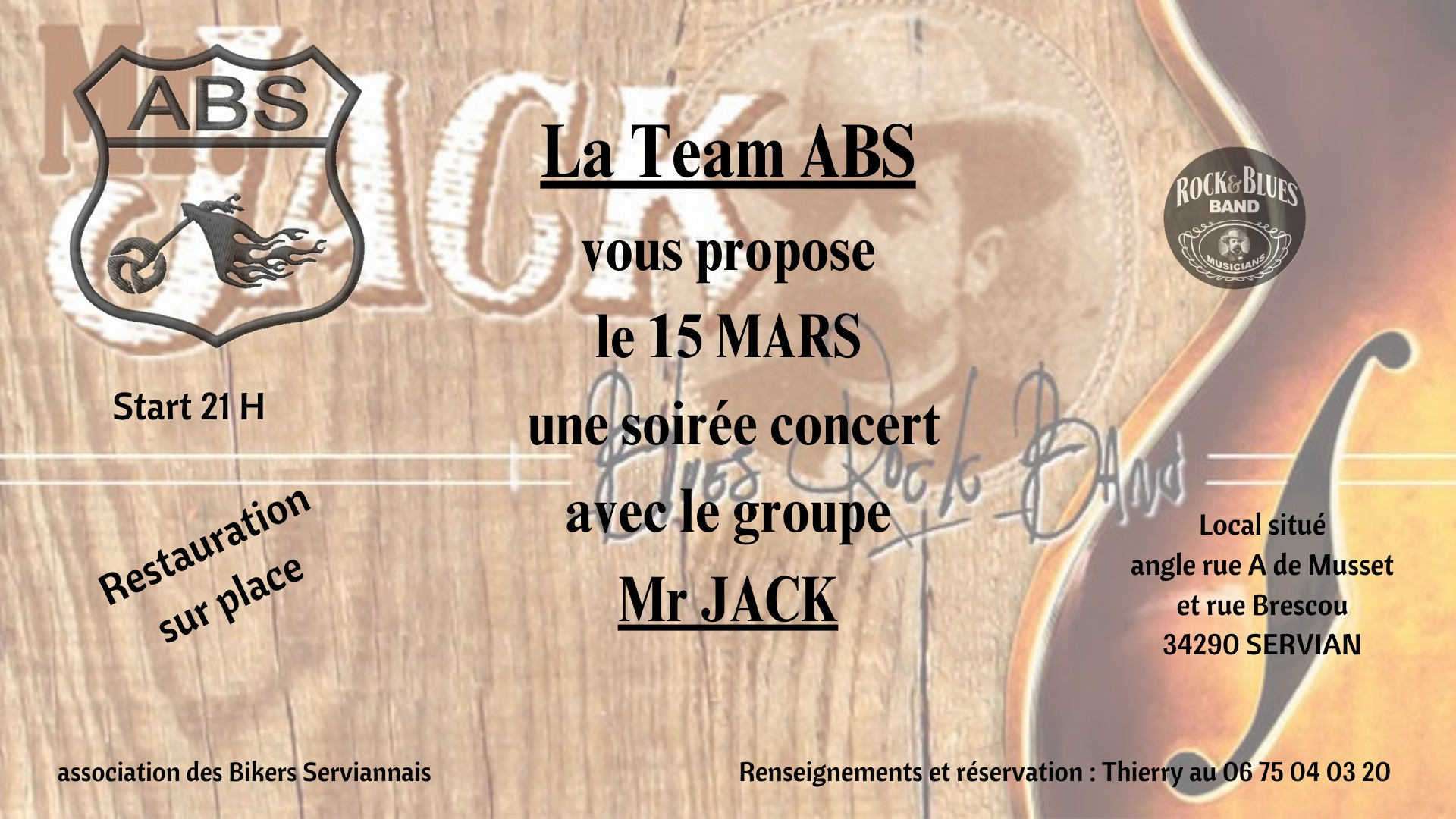 Mr Jack en concert chez ABS (Association des Bikers Serviannais)